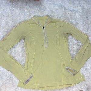 Lululemon Run Layer Me Bright Light Yellow Long Sleeve Zip Athletic Pullover
